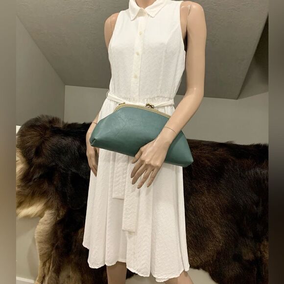 Handsewn Genuine Premium Leather Double Kiss-lock Clutch/Shoulder Bag/Crossbody - Picture 9 of 16